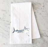 Shark Tea Towel - Great White Flour Sack Towel - Beach Themed Kitchen Decor - Beach Kitchen - Marine Life - Shark Lovers Gift Idea