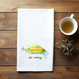 So Corny Flour Sack Towel - Funny Kitchen Towel - Vegetable Pun Dish Towel - Farmhouse Decor - Summer Hostess Gift - Corn Lover Gift