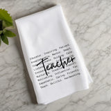 Teacher Appreciation Flour Sack Towel – Word Art Gift for Teacher – End of Year Thank You