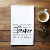 Teacher Appreciation Flour Sack Towel – Word Art Gift for Teacher – End of Year Thank You