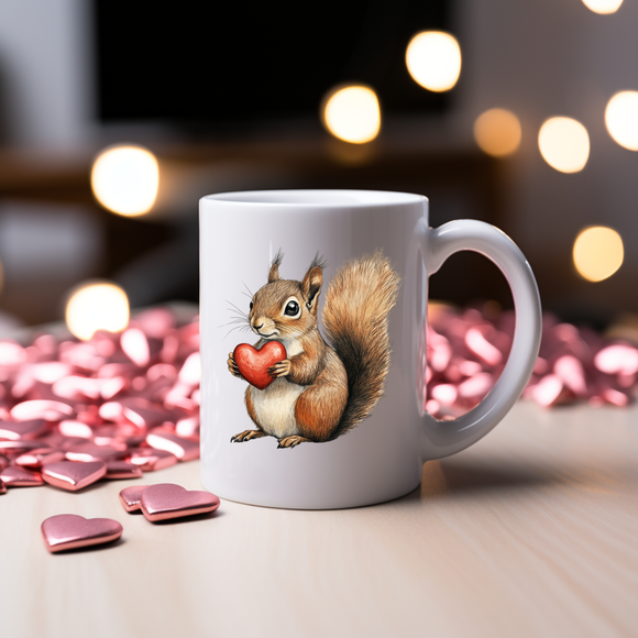 Valentine's Day Squirrel Coffee Mug - Gift for Squirrel Lover - Woodland Coffee Cup - Romantic Squirrel Gift