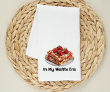 In My Waffle Era Flour Sack Towel - Funny Kitchen Towel with Strawberry Waffle Design - Cute Baking & Breakfast Gift