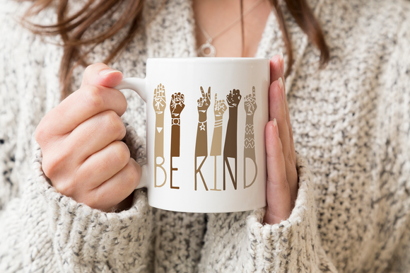 Be Kind Sign Language Coffee Mug - Inspirational Gift for Friend - Diversity Gift - ASL