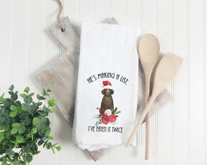 Christmas Retriever Flour Sack Towel - Funny Santa Tea Towel - Gift for Golden Lover - Black Lab Dog Mom Gift - Holiday Kitchen Towel