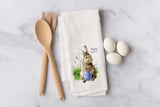Spring Bunny Tea Towel - Easter Decor Flour Sack - Farmhouse Decor - Spring Kitchen Towel - Kitchen Decor - Watercolor Rabbit Kitchen Towels