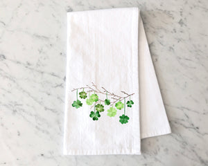 Watercolor Shamrocks St. Patrick's Day Flour Sack Towel
