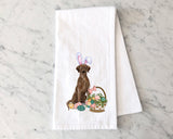 Easter Bunny Dogs Flour Sack Towel - Funny Easter Bunny Tea Towel - Gift for Golden Lover - Black Lab Dog Mom Gift - Brown Lab Easter Towel