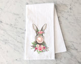 Bubble Blowing Bunny Kitchen Towel - Floral Easter Bunny Kitchen Decor for Spring