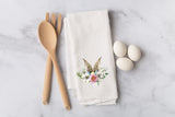 Spring Bunny Tea Towel - Easter Decor Flour Sack - Farmhouse Decor - Spring Kitchen Towel - Kitchen Decor - Watercolor Rabbit Kitchen Towels