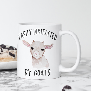 Easily Distracted by Goats Coffee Mug Gift - Goat Gifts for Goat Lovers - Goat Coffee Cup