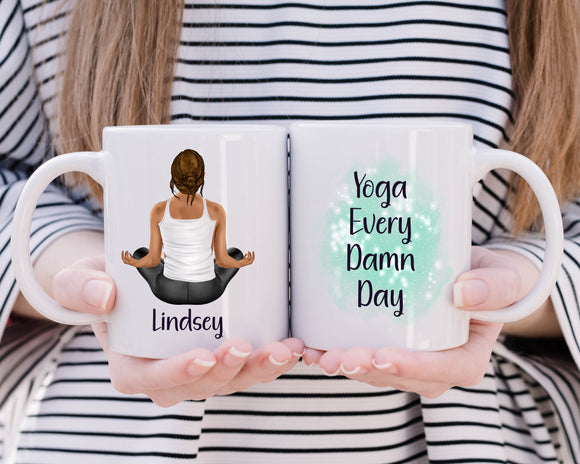 Yoga Every Damn Day Coffee Mug - Yoga Lover Mug - Meditation Gift - Birthday Gift for Yoga Teacher