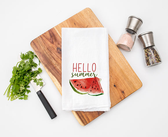 Hello Summer Watermelon Kitchen Flour Sack Towel