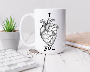 I Love You Anatomical Heart Coffee Mug