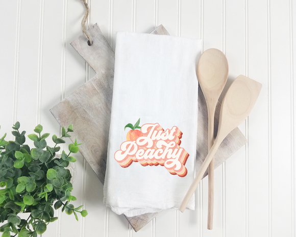 Just Peachy Towel - Retro Kitchen Flour Sack