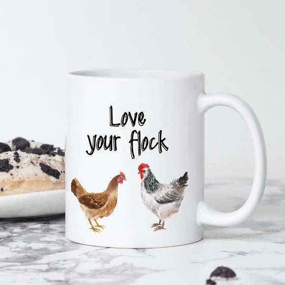 Love Your Flock Coffee Mug Gift - Gift for Chicken Lover - Chicken Lover Coffee Cup