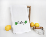 Watercolor Shamrock Lucky St. Paddy's Day Tea Towel