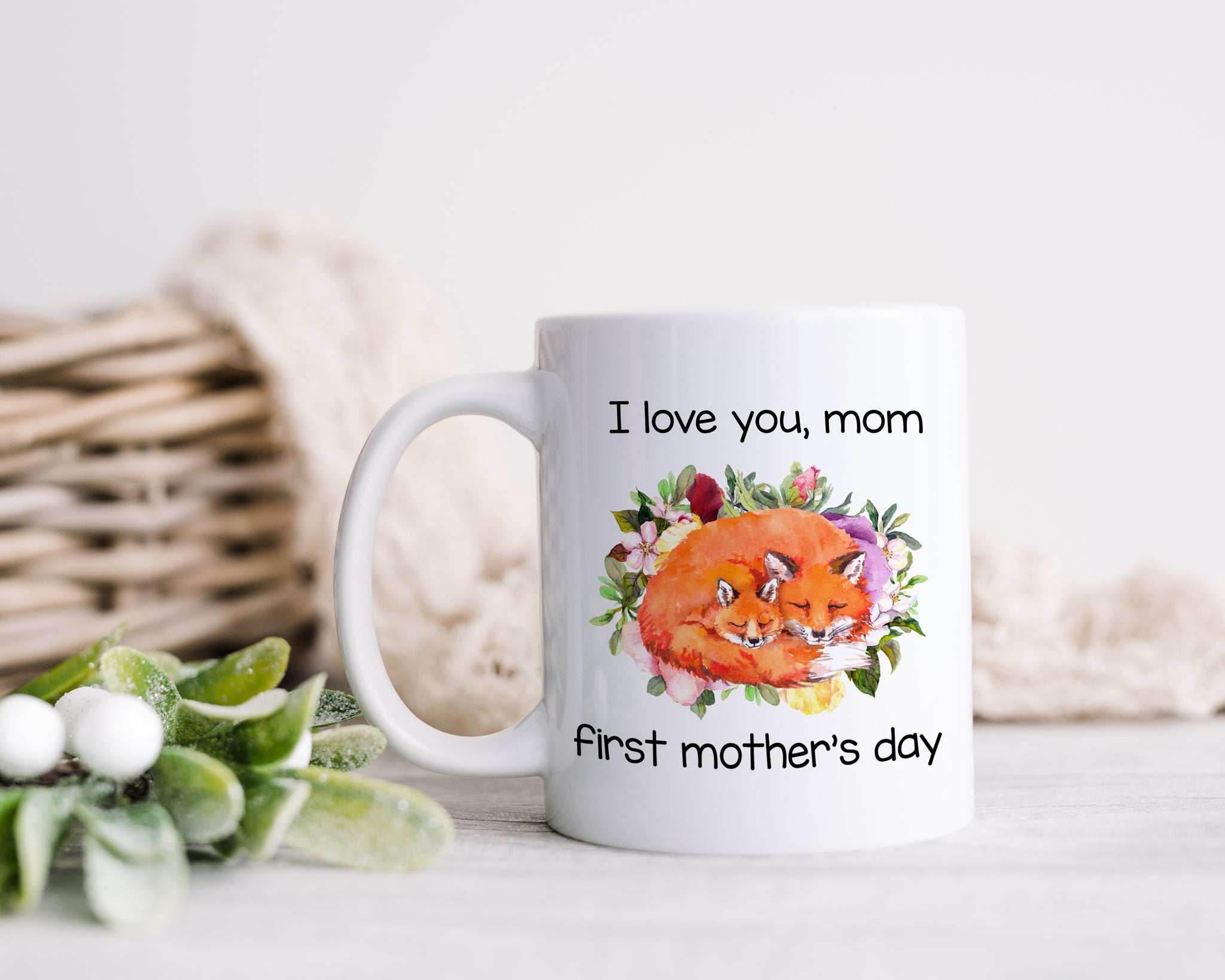 mothers day mug, love mama fox coffee mug gift