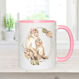 Mama and Baby Monkey Mother's Day Coffee Mug - Best Mama Ever Watercolor Mama Monkey Coffee Mug - Mother's Day Coffee Mug