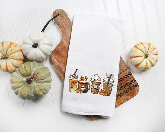 Fall Nightmare Coffee Latte Towel - Fall Tea Towel - Fall Kitchen Decor - Seasonal Flour Sack Dish Towel - Coffee Bar Towel - Fall Farmhouse