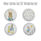 Easter Bunny Pinback Button Set -  Peter Rabbit Flair