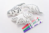 Dinosaur Doodle Dolls Gift Set - Prehistoric Dino's Stuffed Coloring Doll - Children's Coloring Activities