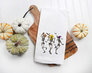 Hocus Pocus Dancing Skeletons Towel - Halloween Tea Towel - Sanderson Sisters Kitchen Decor - Seasonal Flour Sack Dish Towel - Coffee Bar Towel - Fall Farmhouse
