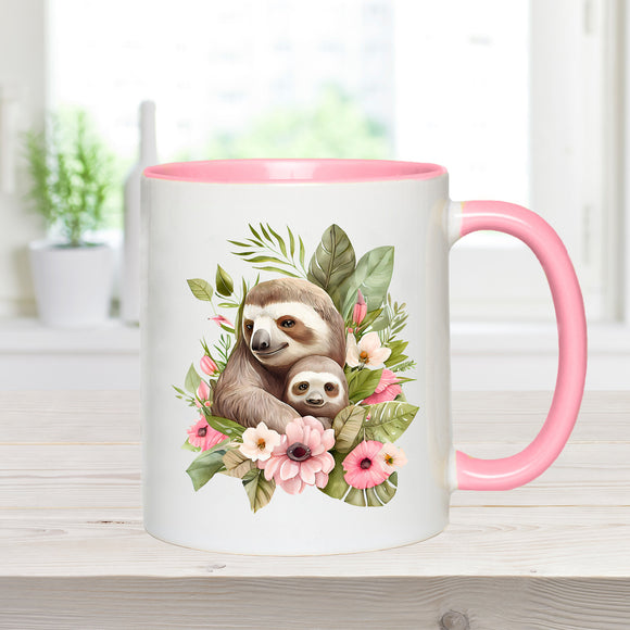 Mama and Baby Sloth Mother's Day Coffee Mug - Best Mama Ever Watercolor Mama Sloth Coffee Mug - Mother's Day Coffee Mug