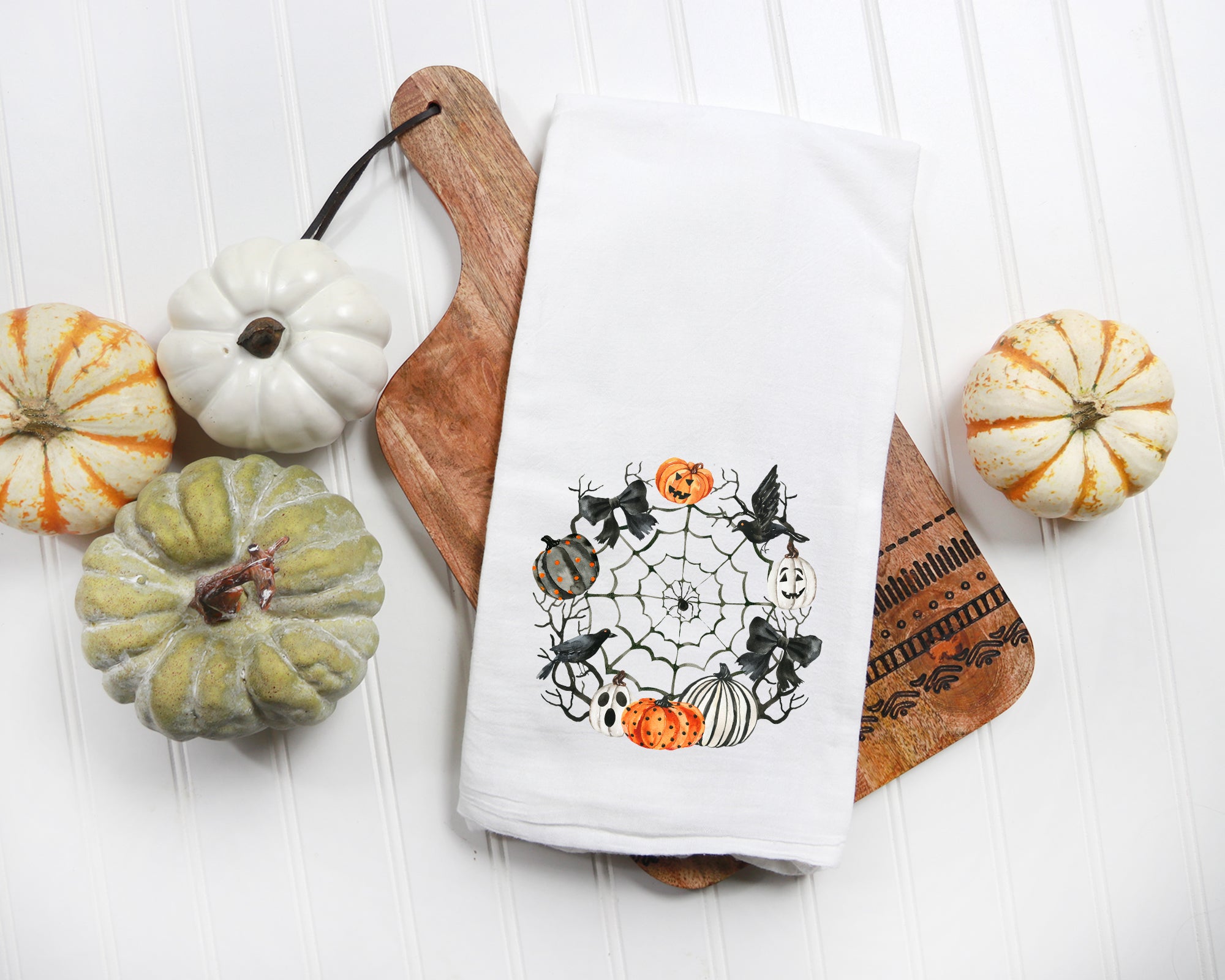 Halloween Spiderweb BOO Kitchen Towel, Orange Stripe Turkish Towel –  Candicouturedesigns