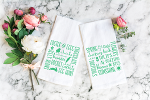 Spring and Easter Flour Sack Kitchen Towels