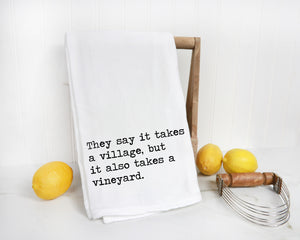 It Takes a Village Parenting Kitchen Towel Gift - Wine and Parentling Dish Towel -Snarky Gift for Best Friendnd