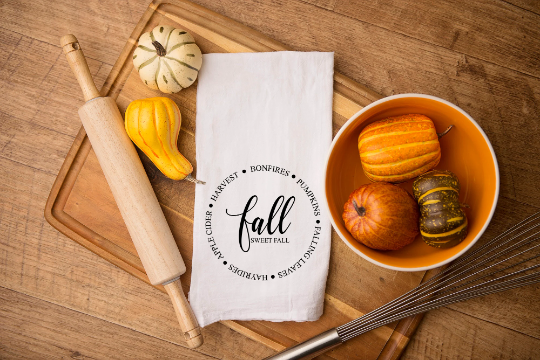 Fall Kitchen Towel Gift - Fall Decor Flour Sack - Farmhouse Decor