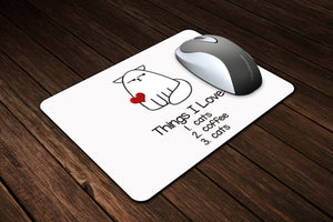Custom Mouse Pad -  Cat Lover Mouse Pad - Secret Santa Gift - Cats and Coffee - Christmas GIft