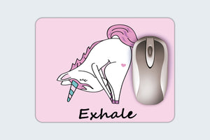 Unicorn Mouse Pad -  Fun Custom Mouse Pad - Yoga Unicorn Mouse Pad - Exhale - Desk Accessory - Computer Accessory - Unique Gift For Her