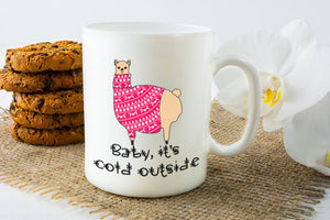 Fun Winter Llama Coffee Mug - Wool Sweater - Hot Chocolate Mug - LLama or Alpaca Gift - Mother's Day or Birthday Gift - Dishwasher Safe