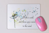 Inspirational Watercolor Mouse Pad -  Make a Wish Dandelion Mouse Pad - Mother's Day or Birthday Gift - Motivational Quote - Desk