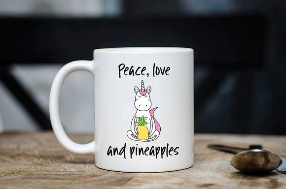 Unicorn Peace and Pineapple Coffee Mug