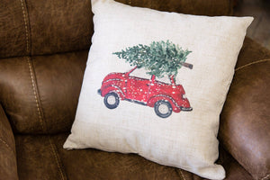 Christmas Bug Car Decorative Pillow Cover