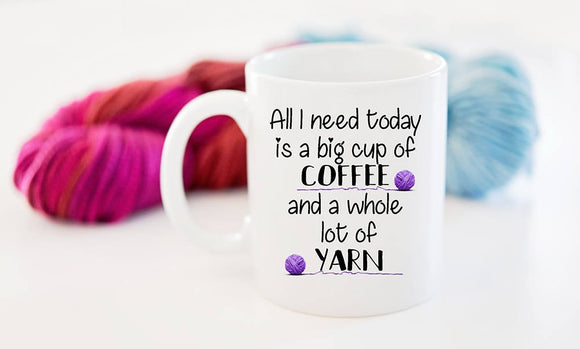 Coffee and Yarn Coffee Mug Gift for the Knitter or Crocheter