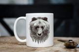 Double Exposure Strength of a Bear Coffee Mug