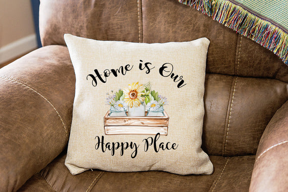 Farmhouse Home is our Happy Place Pillow Cover