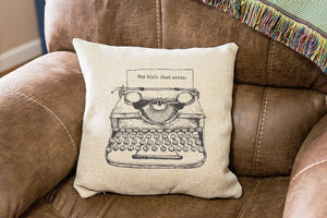 Personalized Writers Vintage Typewriter Pillow Cover