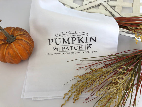 Pumpkin Patch Tea Towel - Fall Decor Flour Sack - Farmhouse Decor - Kitchen Towel - Housewarming Gift - Kitchen Decor - Pumpkin Decor Autumn