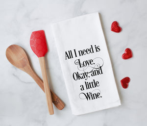 Valentine's Day Love and WineTea Towel