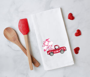 Valentine's Day Vintage Red Truck Tea Towel